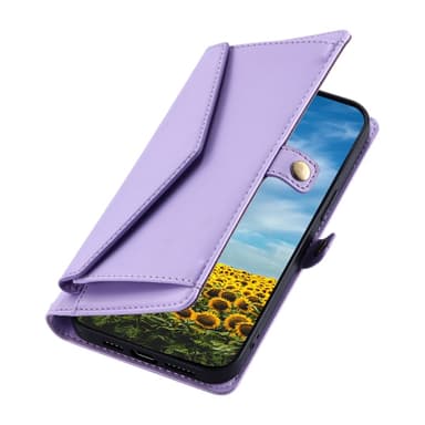 SKALO iPhone 16e PU-Nahkakuori Lompakkokotelo - Violetti