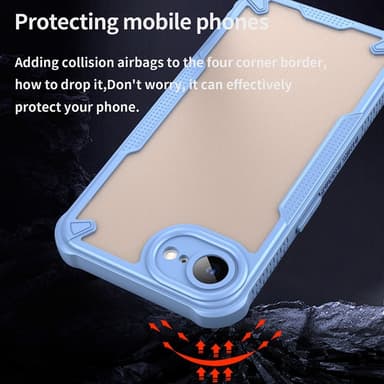 SKALO iPhone 16e Armor Hybrid Frosted Suojakuori - Sininen