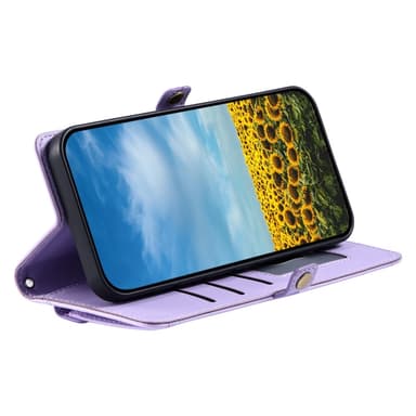 SKALO iPhone 16e PU-Nahkakuori Lompakkokotelo - Violetti
