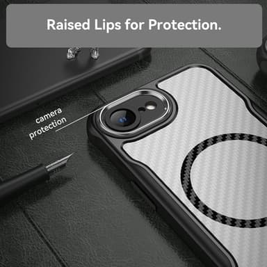 SKALO iPhone 16e Translucent Carbon Suojakuori - Musta