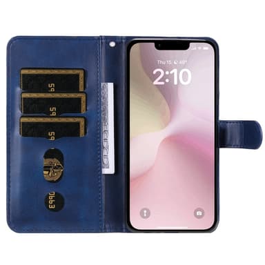 SKALO iPhone 16e Klassinen vetoketju Lompakkokotelo - Sininen