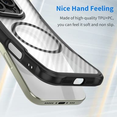 SKALO iPhone 16e Translucent Carbon Suojakuori - Musta
