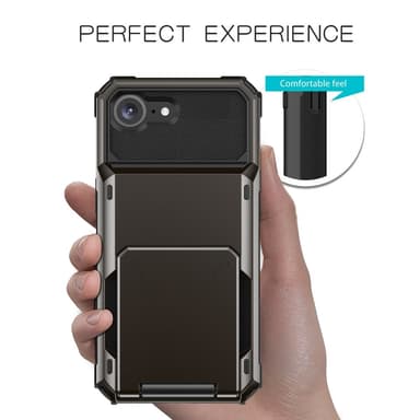 SKALO iPhone 16e Armor Flip Korthållare Suojakuori - Musta