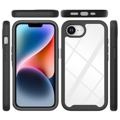 SKALO iPhone 16e Shockproof Clear Hybrid Suojakuori - Punainen