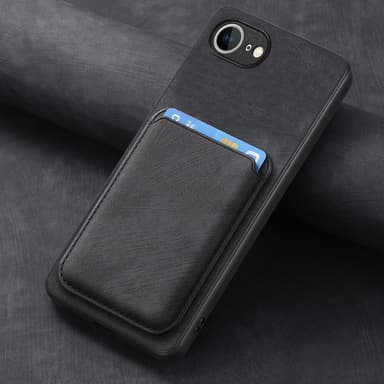 SKALO iPhone 16e PU-nahkainen magneettinen korttikotelo Suojakuori - Musta