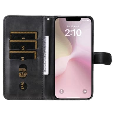 SKALO iPhone 16e Klassinen vetoketju Lompakkokotelo - Musta