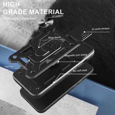 SKALO iPhone 16e Armor Metallinen rengas -kamerasuojus Suojakuori - Musta