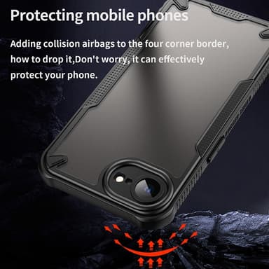 SKALO iPhone 16e Armor Hybrid Frosted Suojakuori - Musta