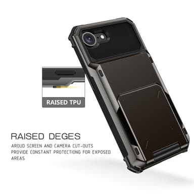 SKALO iPhone 16e Armor Flip Korthållare Suojakuori - Musta