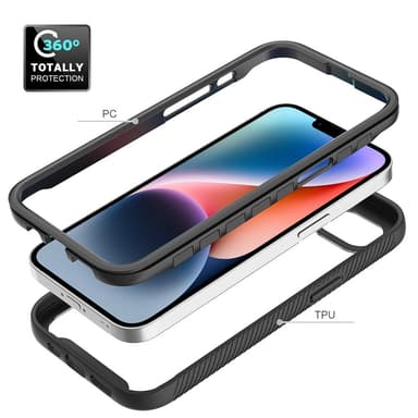 SKALO iPhone 16e Shockproof Clear Hybrid Suojakuori - Punainen