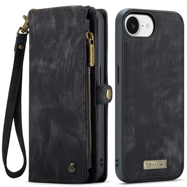 CaseMe iPhone 16e 008 BIg Wallet 2in1 Magnet Lompakkokotelo - Musta