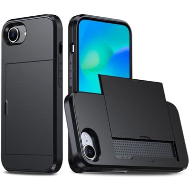 SKALO iPhone 16e Armor Korttikotelo Suojakuori - Musta
