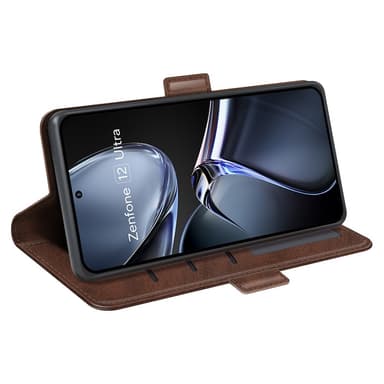SKALO Asus Zenfone 12 Ultra 5G Premium ID Lompakkokotelo - Ruskea