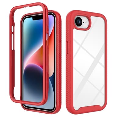 SKALO iPhone 16e Shockproof Clear Hybrid Suojakuori - Punainen