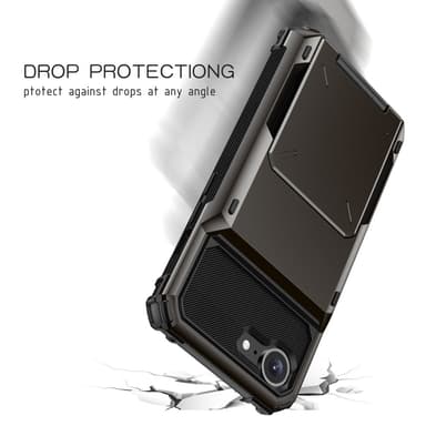 SKALO iPhone 16e Armor Flip Korthållare Suojakuori - Musta