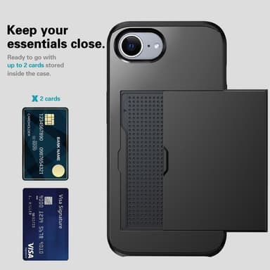 SKALO iPhone 16e Armor Korttikotelo Suojakuori - Musta