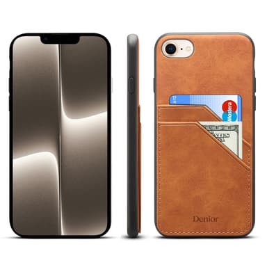 SKALO iPhone 16e PU-nahkainen kaksoiskorttipaikka Suojakuori - Ruskea