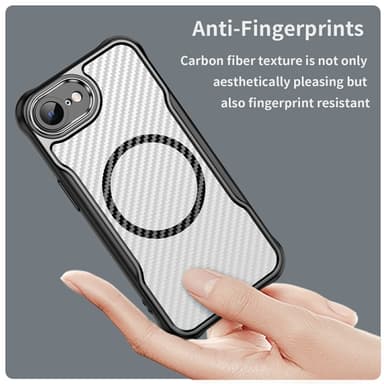 SKALO iPhone 16e Translucent Carbon Suojakuori - Musta