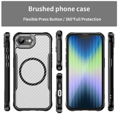 SKALO iPhone 16e Translucent Carbon Suojakuori - Musta