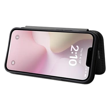 SKALO iPhone 16e Carbon Fiber Lompakkokotelo - Musta