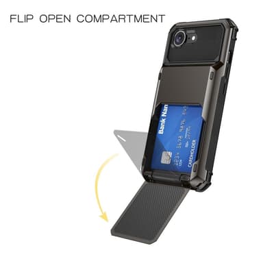 SKALO iPhone 16e Armor Flip Korthållare Suojakuori - Musta
