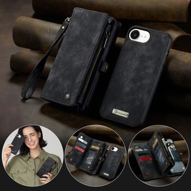 CaseMe iPhone 16e 008 BIg Wallet 2in1 Magnet Lompakkokotelo - Musta
