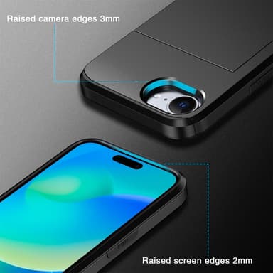 SKALO iPhone 16e Armor Korttikotelo Suojakuori - Musta