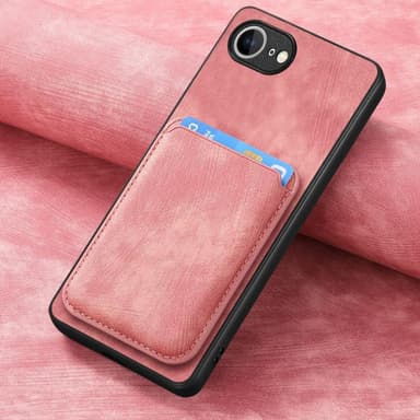 SKALO iPhone 16e PU-nahkainen magneettinen korttikotelo Suojakuori - Pinkki