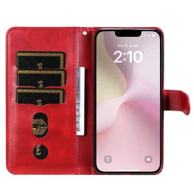 SKALO iPhone 16e Klassinen vetoketju Lompakkokotelo - Punainen