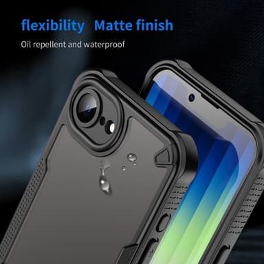 SKALO iPhone 16e Armor Hybrid Frosted Suojakuori - Musta