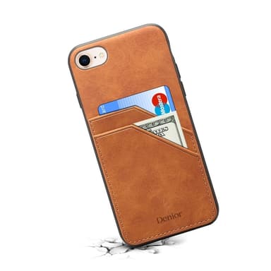 SKALO iPhone 16e PU-nahkainen kaksoiskorttipaikka Suojakuori - Ruskea
