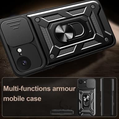 SKALO iPhone 16e Armor Metallinen rengas -kamerasuojus Suojakuori - Musta