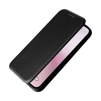 SKALO iPhone 16e Carbon Fiber Lompakkokotelo - Musta