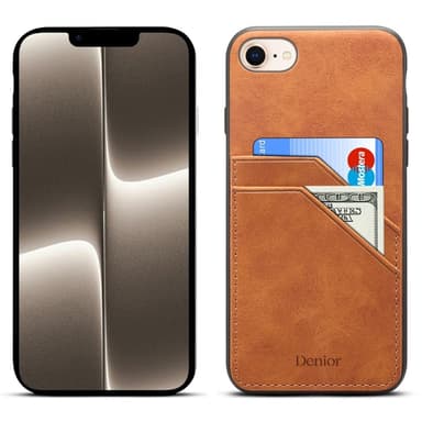 SKALO iPhone 16e PU-nahkainen kaksoiskorttipaikka Suojakuori - Ruskea