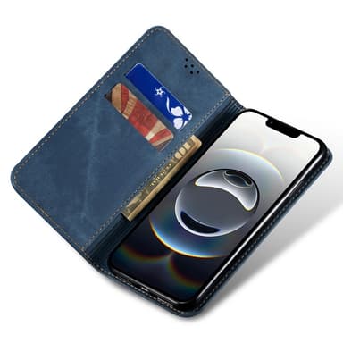 SKALO iPhone 16e Jeans Lompakkokotelo - Sininen