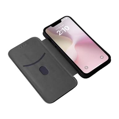 SKALO iPhone 16e Carbon Fiber Lompakkokotelo - Musta