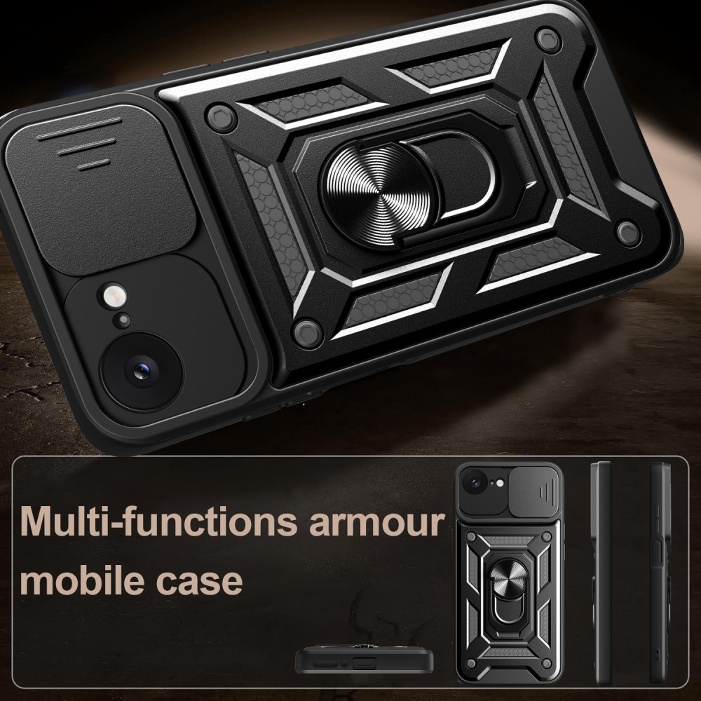 SKALO iPhone 16e Armor Metallinen rengas -kamerasuojus Suojakuori - Punainen