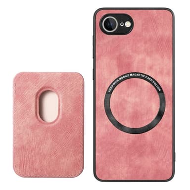 SKALO iPhone 16e PU-nahkainen magneettinen korttikotelo Suojakuori - Pinkki