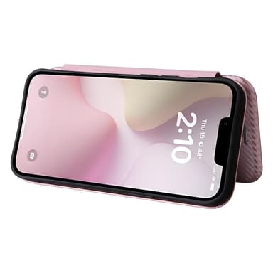 SKALO iPhone 16e Carbon Fiber Lompakkokotelo - Ruusukulta