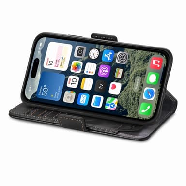 SKALO iPhone 16e CASENEO 002 Premium Lompakkokotelo - Musta