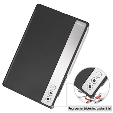 SKALO Lenovo Yoga Tab Plus Trifold Kotelo - Musta