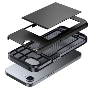 SKALO iPhone 16e Armor Korttikotelo Suojakuori - Musta