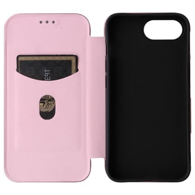 SKALO iPhone 16e Carbon Fiber Lompakkokotelo - Ruusukulta