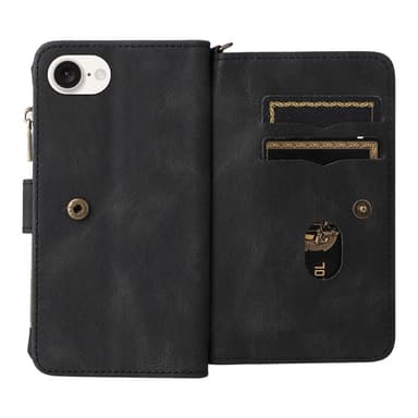 SKALO iPhone 16e KT-2 Big Wallet 17-LOKERIKKOA Lompakkokotelo - Musta