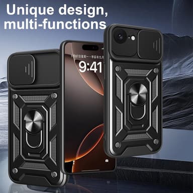 SKALO iPhone 16e Armor Metallinen rengas -kamerasuojus Suojakuori - Punainen