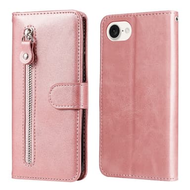 SKALO iPhone 16e Klassinen vetoketju Lompakkokotelo - Pinkki