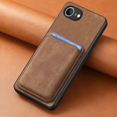 SKALO iPhone 16e PU-nahkainen magneettinen korttikotelo Suojakuori - Ruskea