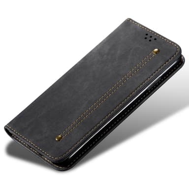 SKALO iPhone 16e Jeans Lompakkokotelo - Musta