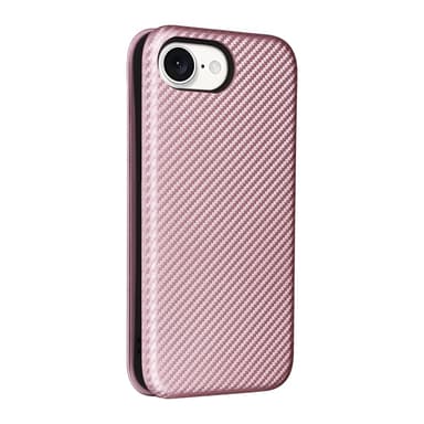 SKALO iPhone 16e Carbon Fiber Lompakkokotelo - Ruusukulta