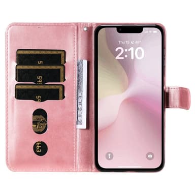 SKALO iPhone 16e Klassinen vetoketju Lompakkokotelo - Pinkki